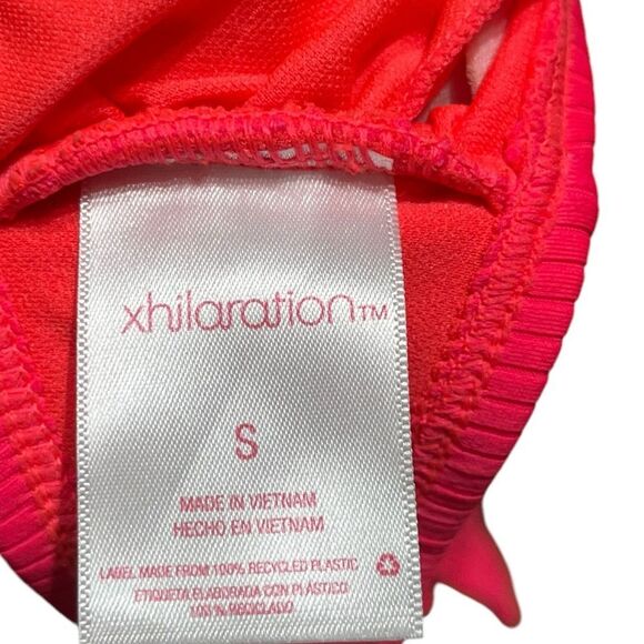 Xhilaration Junior’s Coral Red Front Knot Ribbed Bikini Swim Top, S (0-2), NWT - Picture 6 of 7